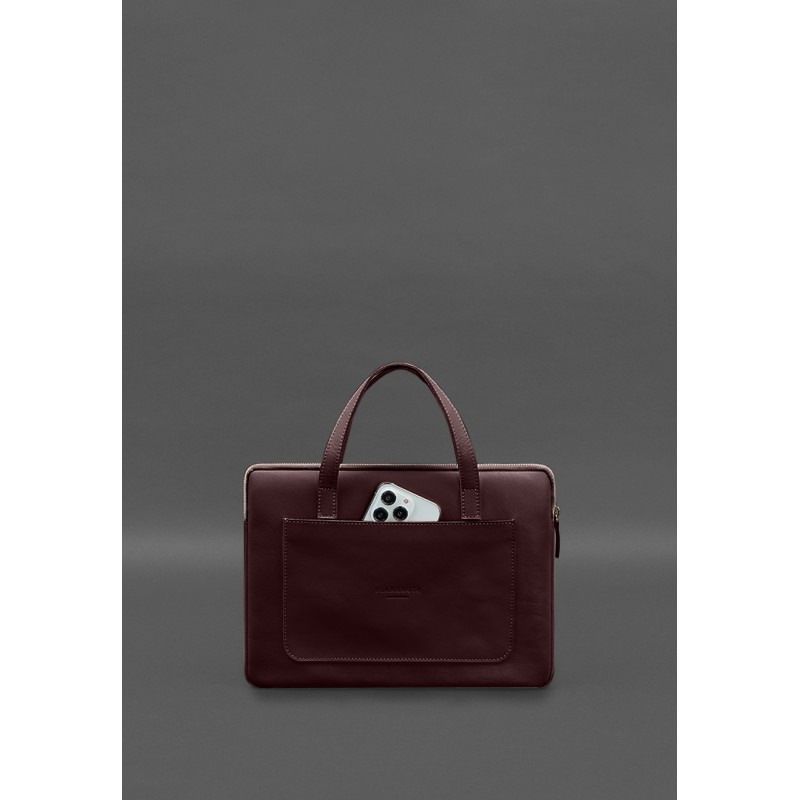 Шкіряний чохол з ручками для ноутбука 13 дюймів Бордовий BlankNote