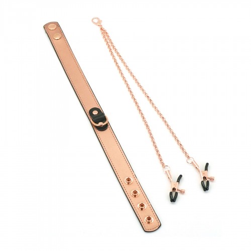 Нашийник із затискачами для сосків Liebe Seele Rose Gold Memory Collar with Nipple Clamps в інтернет супермаркеті PbayMarket!