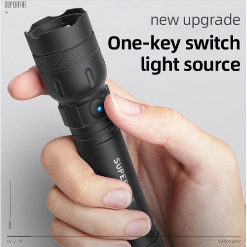 Ліхтар ручний акумуляторний SuperFire GTS6 360 Lumen IP44 Black Ліхтар ручний акумуляторний SuperFire GTS6 360 Lumen IP44 Black