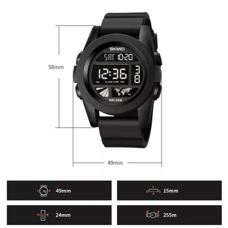 Чоловічий спортивний годинник Skmei 1906 Чорний