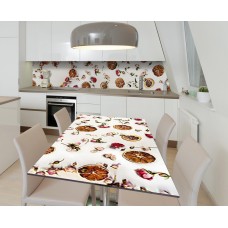 Наклейка 3Д вінілова на стіл Zatarga «Пелюстки та фрукти» 650х1200 мм для будинків, квартир, столів, кав'ярень, кафе