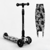 Самокат триколісний Best Scooter MAXI складаний колеса PU зі світлом Skulls and flowers 60 кг Різнокольоровий (105402)