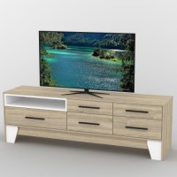 Тумба під телевізор Тиса Мебель ТВ-359 Дуб сонома Білий 58x44x180 см Тумба під телевізор Тиса Мебель ТВ-359 Дуб сонома Білий 58x44x180 см