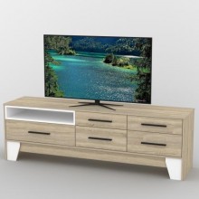 Тумба під телевізор Тиса Мебель ТВ-359 Дуб сонома Білий 58x44x180 см