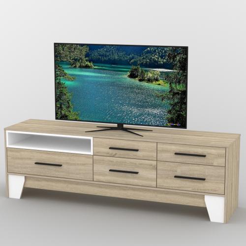 Тумба під телевізор Тиса Мебель ТВ-359 Дуб сонома Білий 58x44x180 см Тумба під телевізор Тиса Мебель ТВ-359 Дуб сонома Білий 58x44x180 см