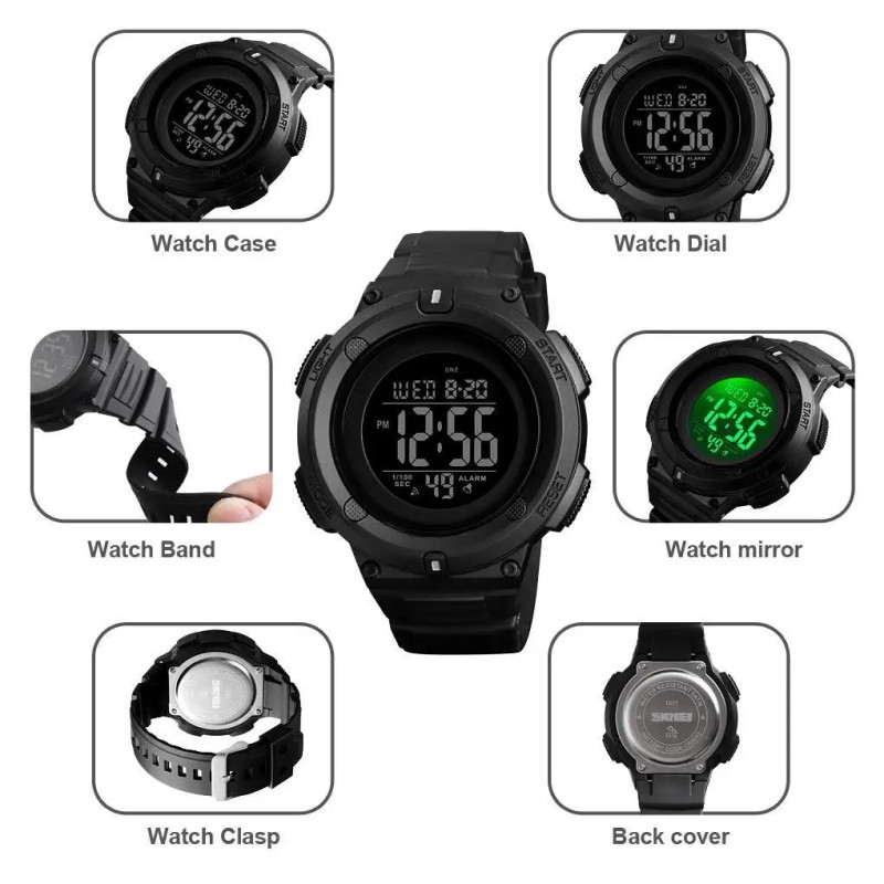 Чоловічий спортивний годинник Skmei 1527 Чорний