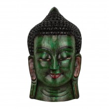 Маска Ручна Робота Непальська Будда 47х27,5х12,5 см Зелений (25276)