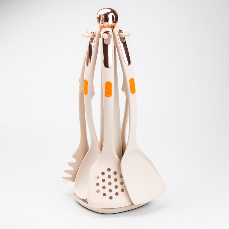 Набір кухонного приладдя на підставці TS Kitchen 6 штук бежевий (HP27473K)