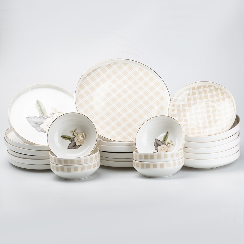 Столовий сервіз на 6 персон керамічний TS Kitchen Rose білий (HP23414)