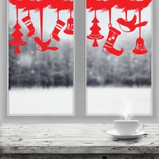 Новорічна вінілова наклейка Zatarga ЯЛИНА ГІЛКА 800 х 325 мм Червона (Z202009)