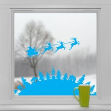 Новорічна вінілова наклейка Zatarga Різдво 1100х390 мм Блакитний (Z202014/1)