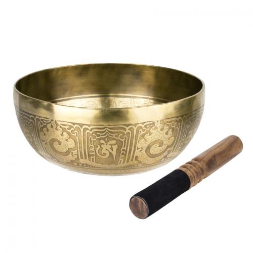 Тибетська співаюча чаша Singing bowl Мантрт Мані і полум'я Холодне кування 23/23/10,5 см Бронзовий (27413) в інтернет супермаркеті PbayMarket!