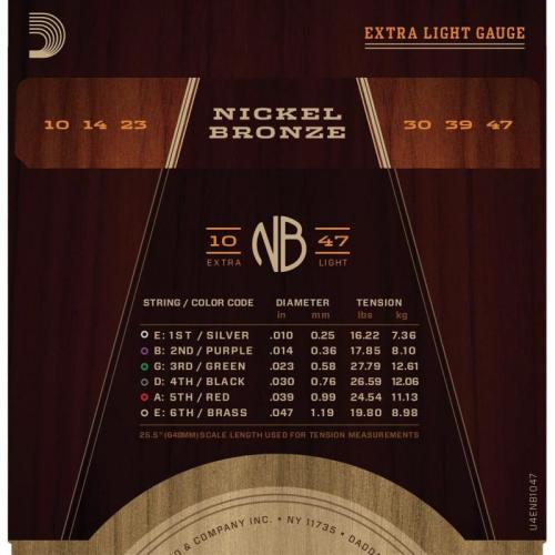 Струни для акустичної гітари D'Addario NB1047 Nickel Bronze Extra Light Acoustic Guitar Strings 10/47 Струни для акустичної гітари D'Addario NB1047 Nickel Bronze Extra Light Acoustic Guitar Strings 10/47