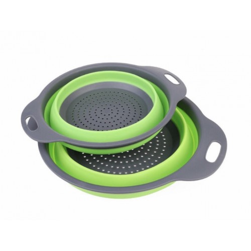 Друшляк силіконовий складаний Collapsible filter baskets великий + маленький Зелений (300674) Друшляк силіконовий складаний Collapsible filter baskets великий + маленький Зелений (300674)