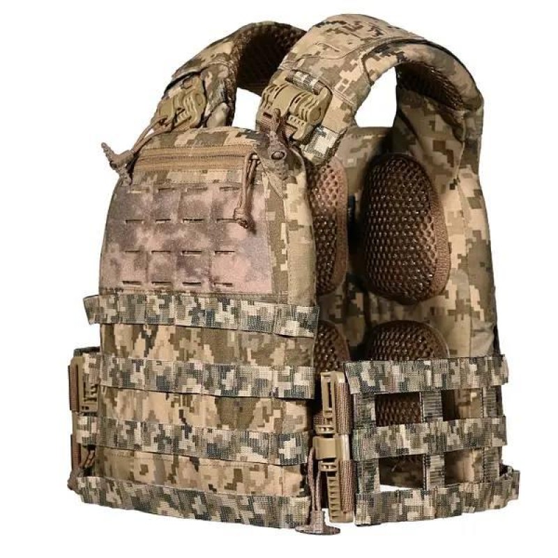 Плитоноска без плит No Brand M6 зі швидким скиданням 28 х 36 х 18 см Піксель (2073630101)