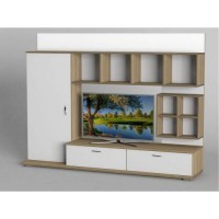 Стінка в вітальню Тиса Мебель Вітальня-225 Сонома Білий 1620x450x2130 мм Стінка в вітальню Тиса Мебель Вітальня-225 Сонома Білий 1620x450x2130 мм