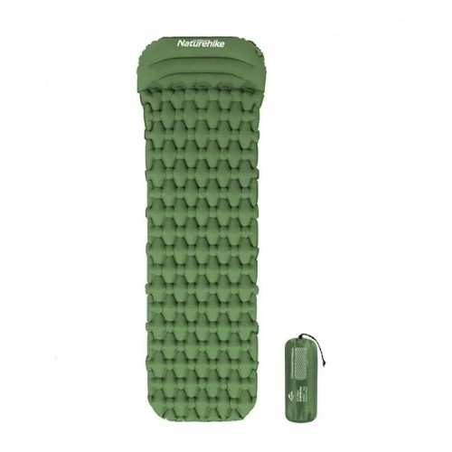 Килимок надувний Naturehike FC-12 NH19Z003-P з подушкою 198х59х6.5 см Зелений (1047-6927595737750)
