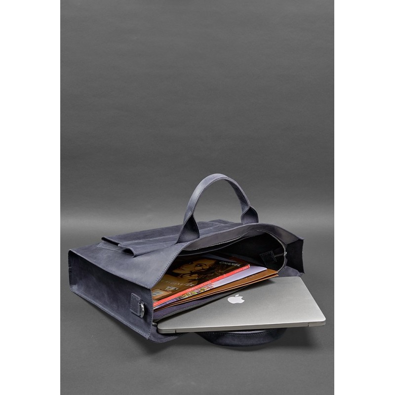 Шкіряна сумка для ноутбука та документів Універсальна синя Crazy Horse BlankNote