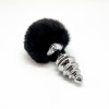 Металева анальна пробка Кролячий хвостик Alive Fluffy Twist Plug L Black, діаметр 3,8 см в інтернет супермаркеті PbayMarket!