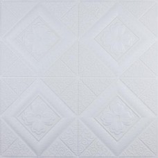 Самоклеюча панель 3D Loft Вишиванка 700x700x5 мм Білий (189)