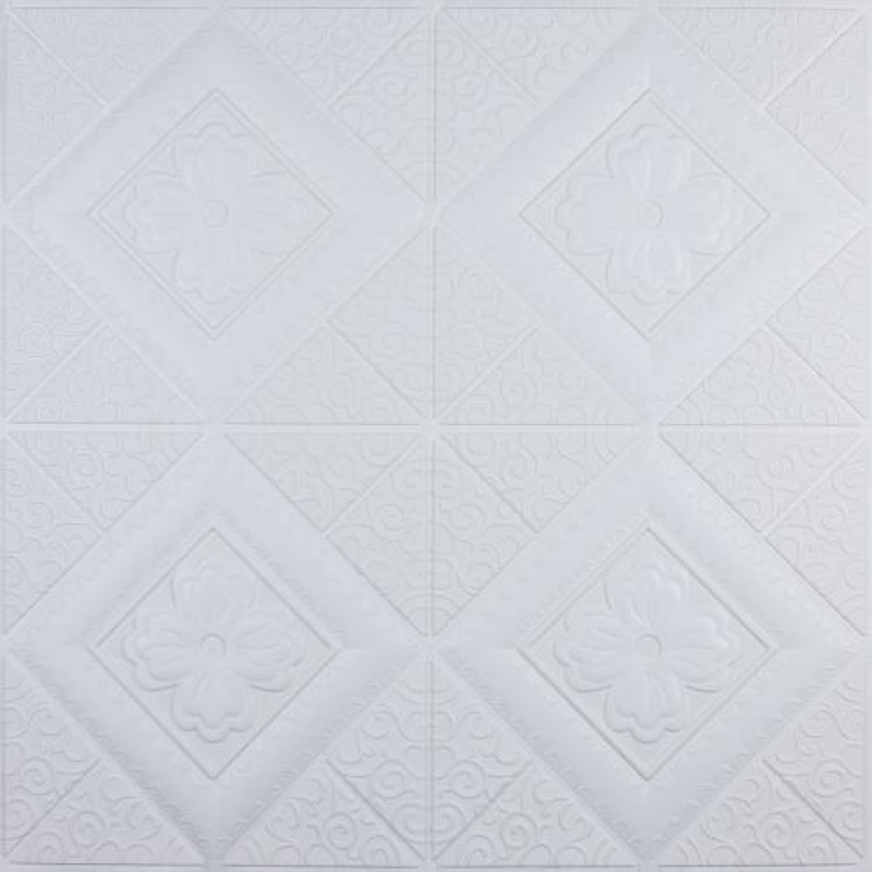 Самоклеюча панель 3D Loft Вишиванка 700x700x5 мм Білий (189)