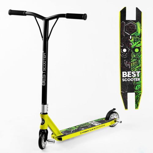 Самокат трюковий Best Scooter Skull Warrior HIC-система пеги алюмінієвий диск та дека 100 кг Green and yellow (106841) Самокат трюковий Best Scooter Skull Warrior HIC-система пеги алюмінієвий диск та дека 100 кг Green and yellow (106841)