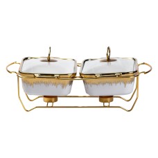 Мармітниця YIWU 1 л 2 шт Біло-золотий (HP1042)