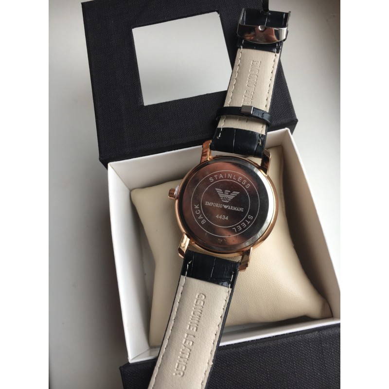 Годинник чоловічий наручний Giorgio Armani Золотистий з чорним ремінцем Репліка (IBW080YB)