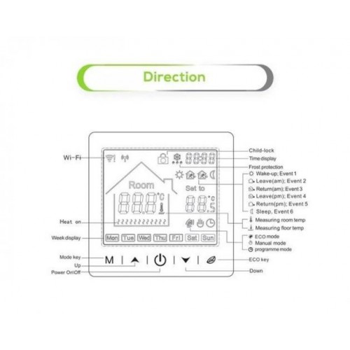 Терморегулятор сенсорний з Wi-Fi SmartHo М2 для теплої підлоги сумісний з TUYA Розумний будинок Білий (050694) Smarthouse Терморегулятор сенсорний з Wi-Fi SmartHo М2 для теплої підлоги сумісний з TUYA Розумний будинок Білий (050694) Smarthouse