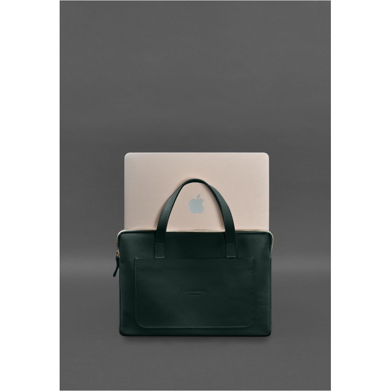 Шкіряний чохол з ручками для ноутбука 13 дюйм Зелений BlankNote
