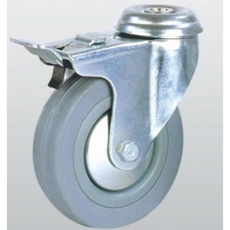 Апаратне колесо SNB поворотне з отвором та гальмом 125 мм (3006-S-125-P)