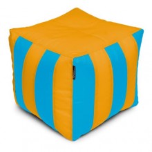 Пуф Кубик Смугастий Оксфорд 40х40 Студія Комфорту Жовтий + Блакитний