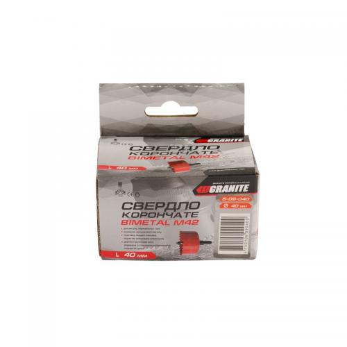 Свердло корончате GRANITE біметалічний HSS M42 40 мм 6-09-040 Свердло корончате GRANITE біметалічний HSS M42 40 мм 6-09-040