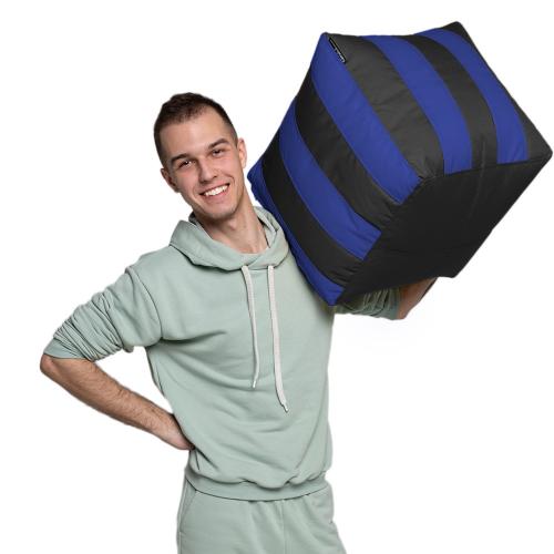 Пуф Кубик Смугастий Оксфорд 40х40 Студія Комфорту Чорний + Синій