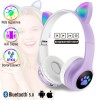 Повнорозмірні навушники бездротові Cat Headset M23 Bluetooth з RGB підсвічуванням та котячими вушками Purple в інтернет супермаркеті PbayMarket!