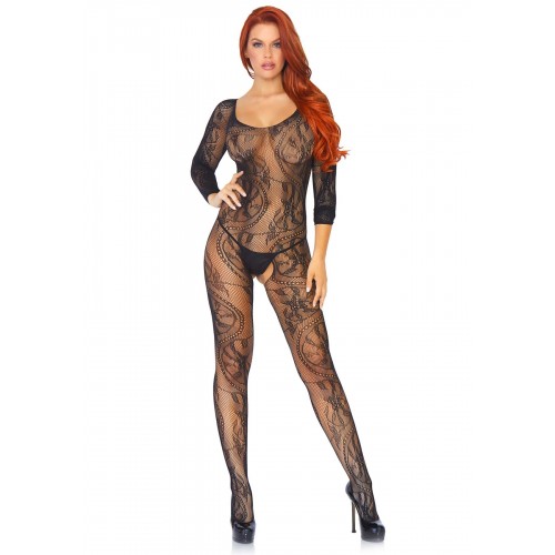 Бодістокінг Leg Avenue Swirl Lace Bodystocking One size Black, ажурна тканина, доступ в інтернет супермаркеті PbayMarket!