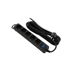Мережевий фільтр подовжувач 2E U05ES15M5BK 5 розеток 3 м black