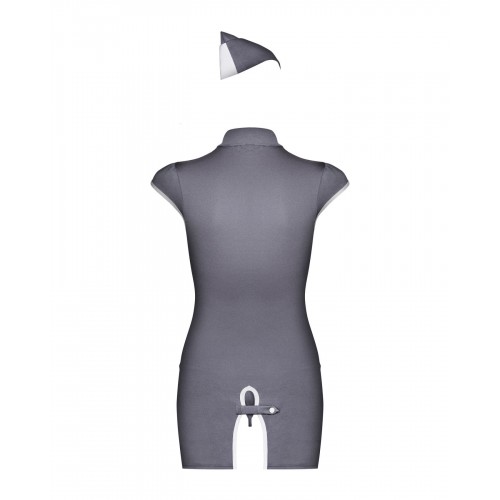 Еротичний костюм стюардеси Obsessive Stewardess 3 pcs costume grey S/M (м'ята упаковка!!!)