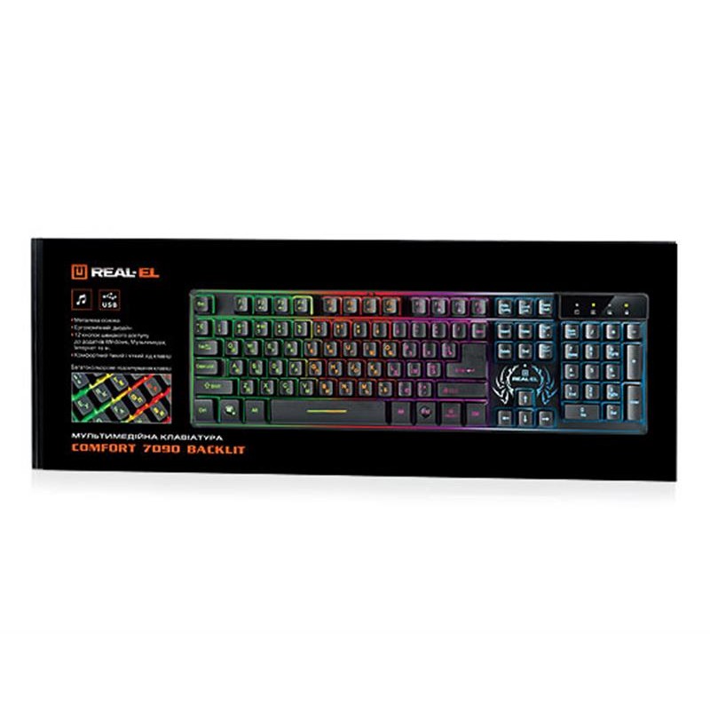 Клавіатура REAL-EL Comfort 7090 Backlit Black USB (EL123100031)