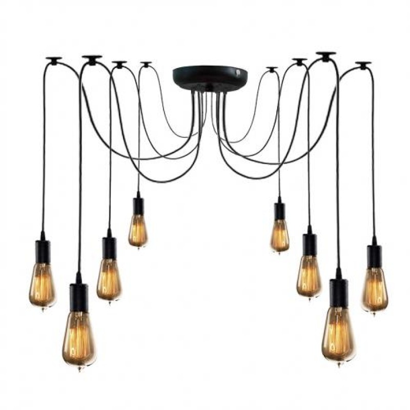 Світильник-павук підвісний на 8 лампочок MSK Electric чорний NL149-8