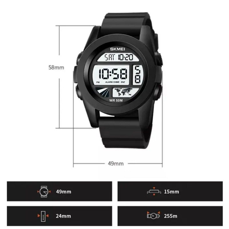 Чоловічий спортивний годинник Skmei 1906 Чорний