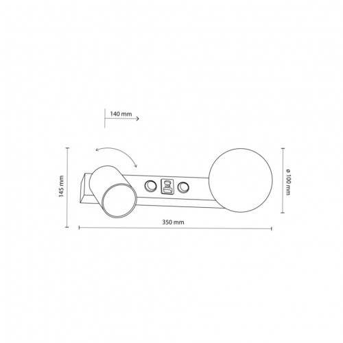 Настінний світильник TK Lighting Vox 35x14.5 см Чорний (TK10152)