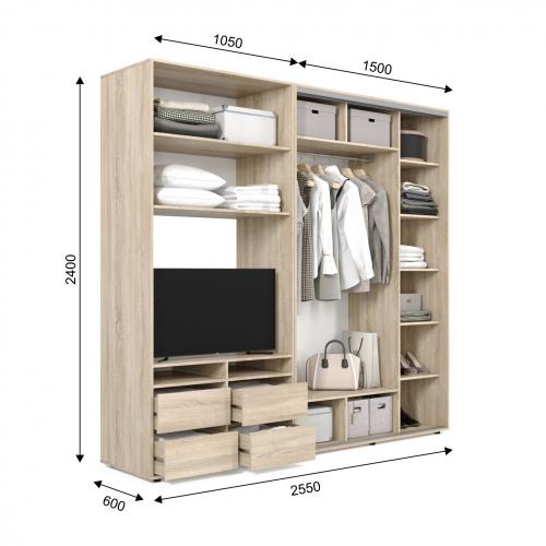 Шафа-купе під телевізор ViAnt ШКTv1 255х60х240 см Дуб сонома (8012) Шафа-купе під телевізор ViAnt ШКTv1 255х60х240 см Дуб сонома (8012)
