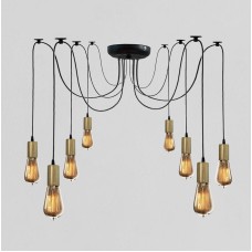 Люстра-павук на 8 лампочок MSK Electric чорна з бронзовими патронами NL149-8 BK+BN