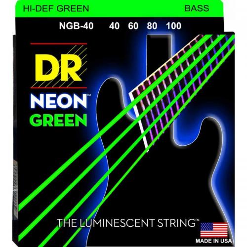 Струни для бас-гітари DR NGB-40 Hi-Def Neon Green K3 Coated Light Bass Guitar 4 Strings 40/100 Струни для бас-гітари DR NGB-40 Hi-Def Neon Green K3 Coated Light Bass Guitar 4 Strings 40/100