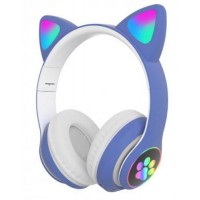 Повнорозмірні навушники бездротові No Brand Cat Headset M23 Bluetooth з RGB підсвічуванням та котячими вушками Blue Повнорозмірні навушники бездротові No Brand Cat Headset M23 Bluetooth з RGB підсвічуванням та котячими вушками Blue