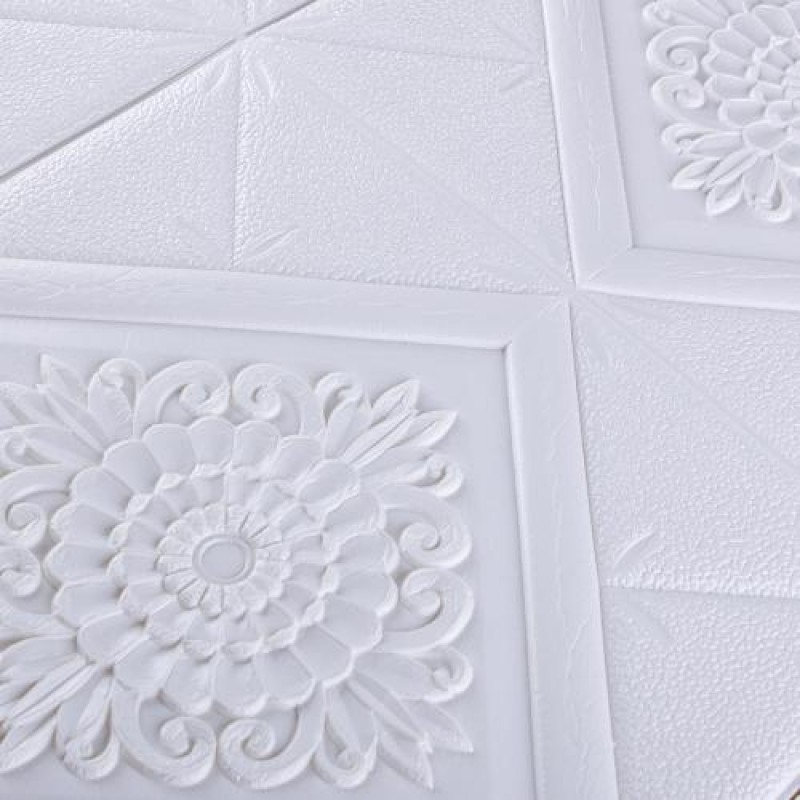 Самоклеюча 3D панель візерунок в ромбі білий 3D Loft 700x700x5мм (022-6)