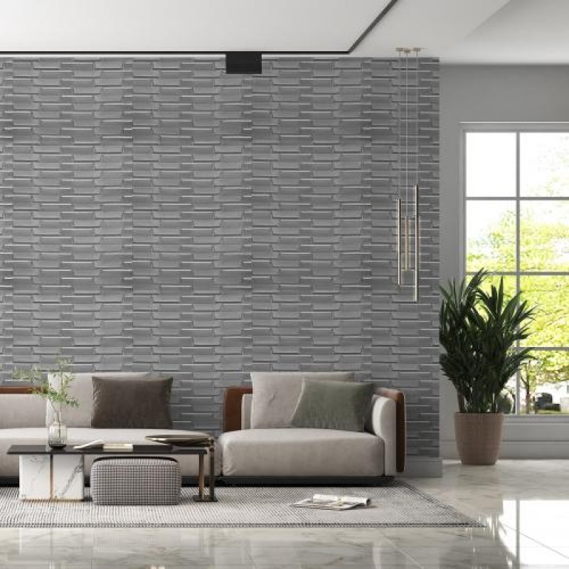 Самоклеюча декоративна 3D панель сіра кладка в рулоні 19.6 м 3D Loft 19600x700x5мм