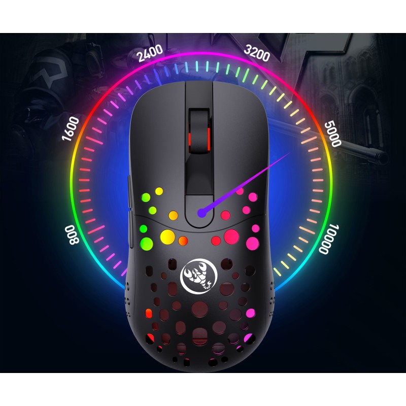 Миша бездротова ігрова з акумулятором та підсвічуванням 2.4 gHz HYSJ Т100 E-Sports Black