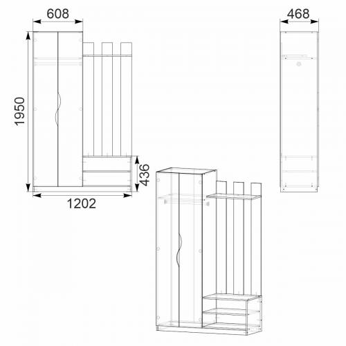 Передпокій Ніна Компанит Вільха (120,2 х46, 4х195 см) Передпокій Ніна Компанит Вільха (120,2 х46, 4х195 см)